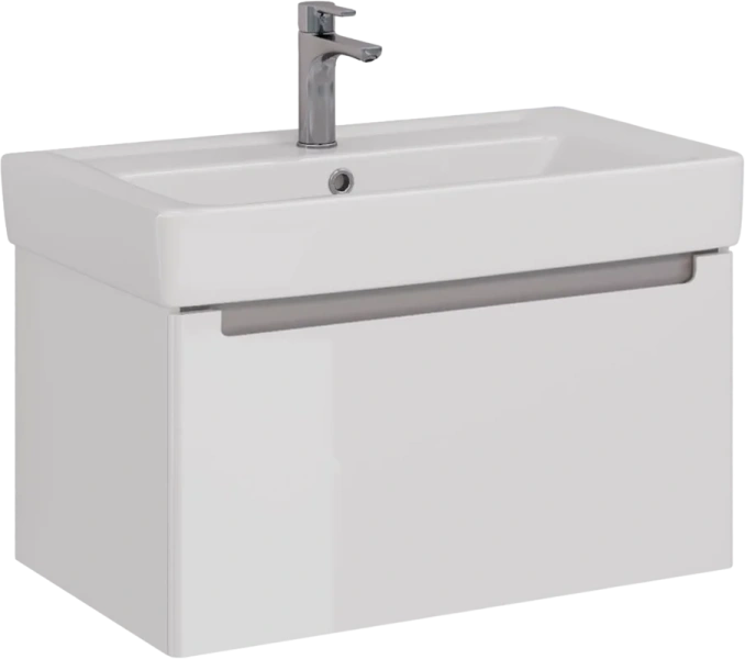 Тумба с раковиной подвесная Lemark Buno Mini LM05BM80T 80 см направляющие с доводчиком (детальная фотография)