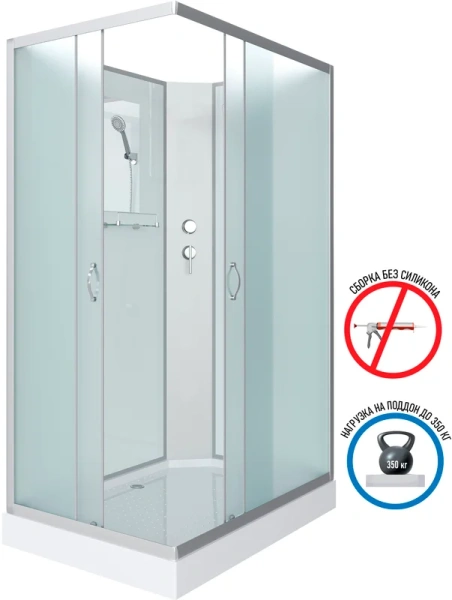 Душевая кабина Niagara Classic 100x80 см стекло матовое 430853QBK (детальная фотография), прямоугольные