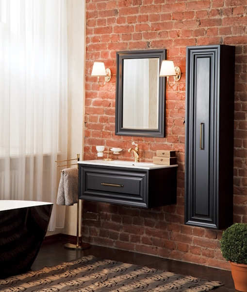 Пенал для ванной, цвет черный матовый, фурнитура бронза, La Beaute Cornelia CCO.REV.LNO.BR (детальная фотография), по запросу