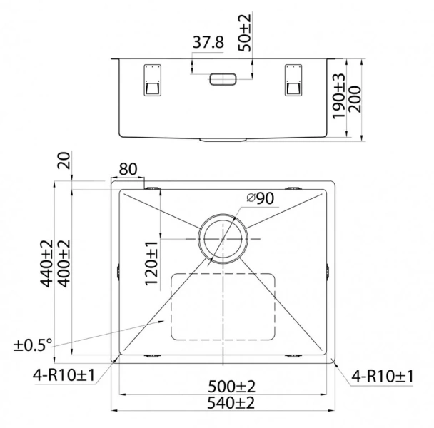 Мойка для кухни IDDIS Edifice 54 см графит EDI54G0i77 (детальная фотография), встраиваемые, интегрированные