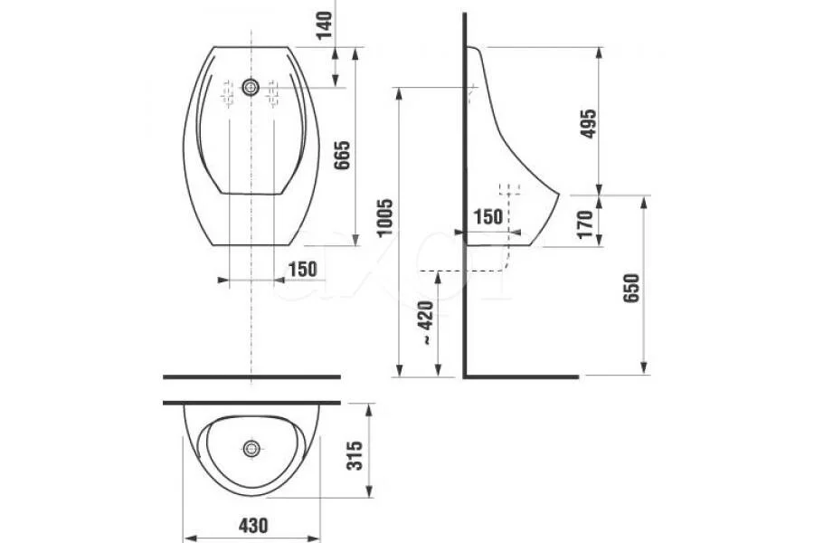 Писсуар Jika Domino 841101 (детальная фотография), современные, hi-tech