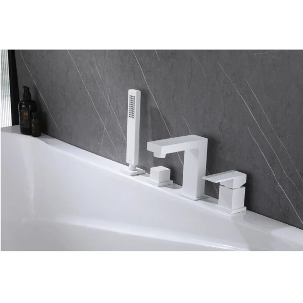 Смеситель для ванны Abber Daheim белый матовый AF8213W (детальная фотография), современные, hi-tech