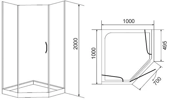 Душевой уголок Timo BY-839 прозр. (1000) BY-839/100C (детальная фотография), современные, hi-tech