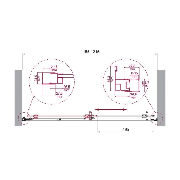 Душевая дверь в нишу BelBagno Luce 120 см профиль хром стекло рифленое LUCE-BF-1-120-P-Cr (детальная фотография), современные, hi-tech