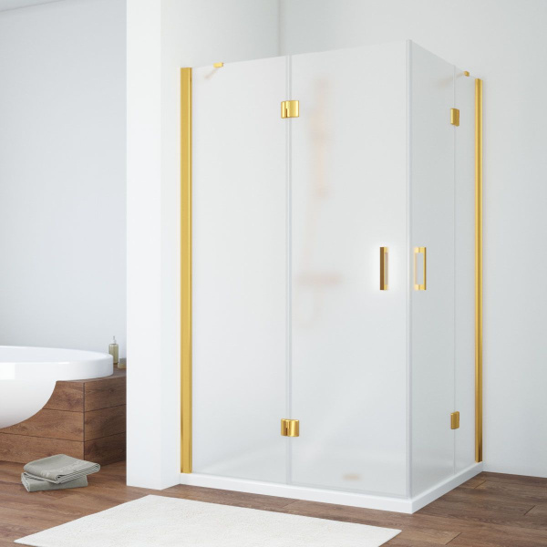 Душевой уголок профиль золотой стекло сатин Vegas-glass AFA-F TUR NOVO 120*90 09 10 L (детальная фотография)