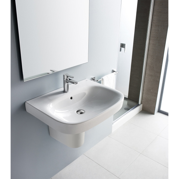 Раковина Roca Debba 60 см белая 32799400Y (детальная фотография), подвесные, на полупьедестал, на пьедестал, пристенные