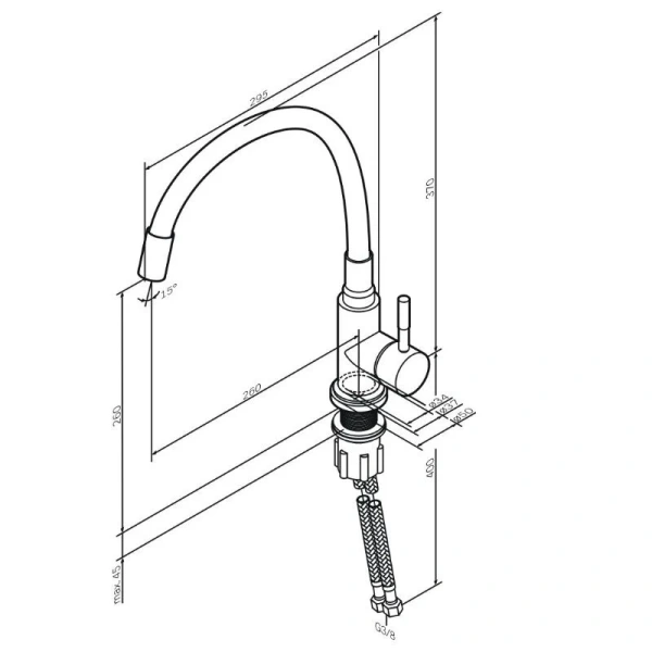Смеситель для кухни Am.Pm X-Joy S хром/черный F85B07602 (детальная фотография), для кухни