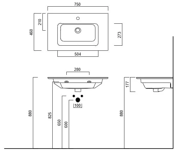 Раковина Kerama Marazzi Piano 75 см с крепежом PI.wb.75 (детальная фотография), современные, hi-tech