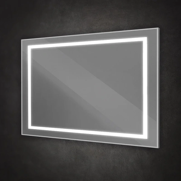 Зеркало с подсветкой BelBagno Kraft 120 см сатин SPC-KRAFT-1200-800-SENS-AL (детальная фотография), прямоугольные