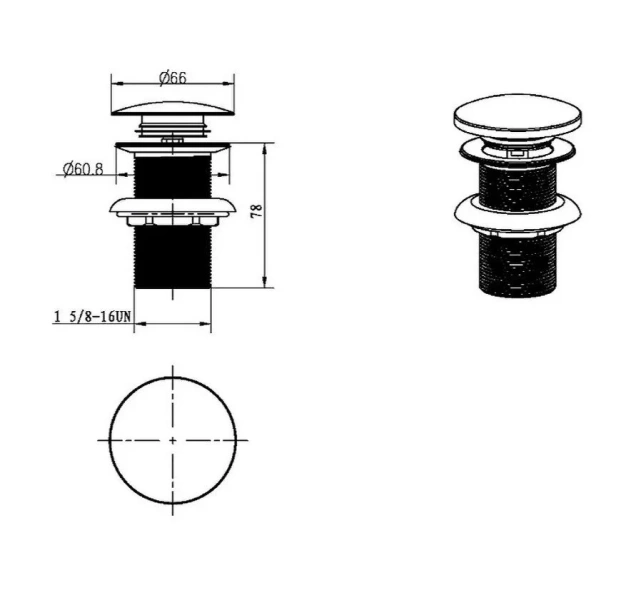 Донный клапан Boheme matt gold 612/2-MG (детальная фотография), в наличии