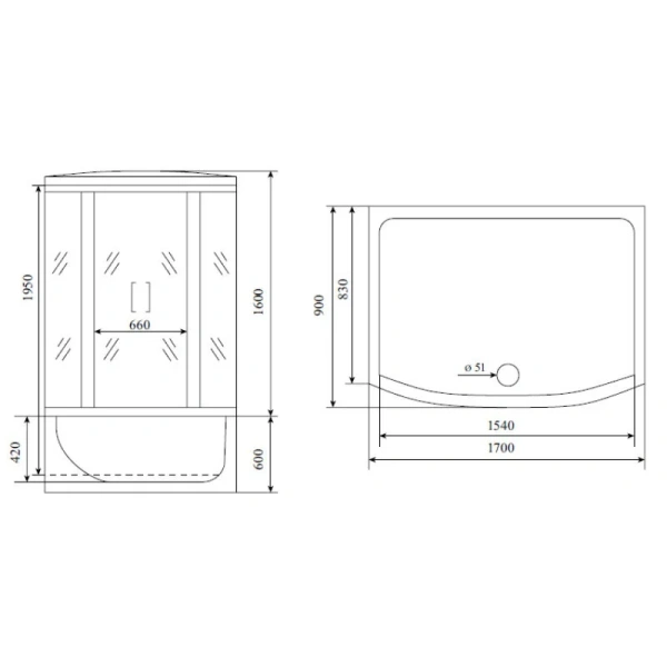 Душевой бокс Timo Lux 170x90 см высокий поддон T-7770 (детальная фотография), прямоугольные