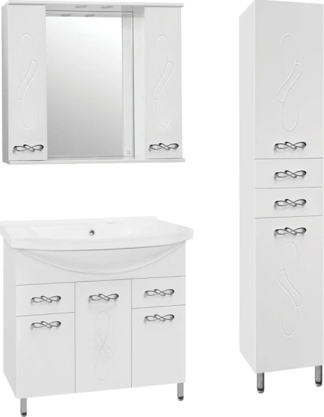 Зеркальный шкаф с подсветкой Style Line Венеция 90 см белый ЛС-00000264 (детальная фотография), современные, hi-tech