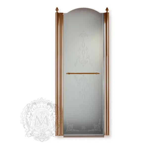 Душевая дверь в нишу Migliore Diadema 80 см профиль бронза стекло прозрачное левая 22692 (детальная фотография), классические, ретро, декорированные