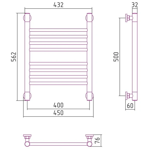 Полотенцесушитель водяной Сунержа Богема+ 40х50 см шампань 020-0220-5040 (детальная фотография), современные, hi-tech