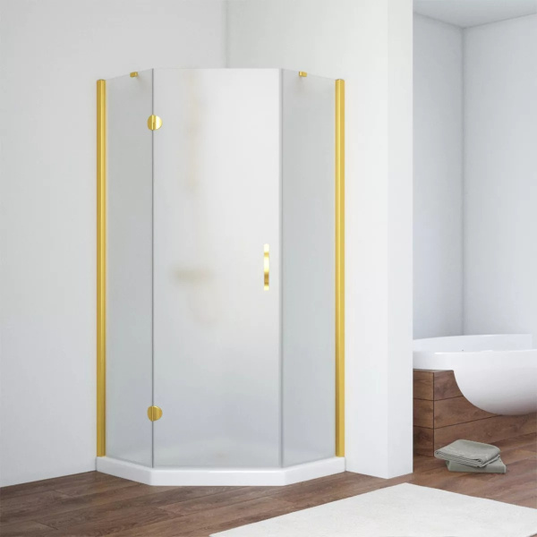 Душевой уголок профиль золотой стекло сатин Vegas-glass AFA-Pen TUR NOVO 100 09 10 L (детальная фотография)