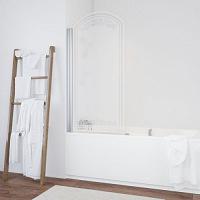 Душевая шторка на ванную профиль глянцевый хром стекло прозрачное рисунок матовый Vegas-glass