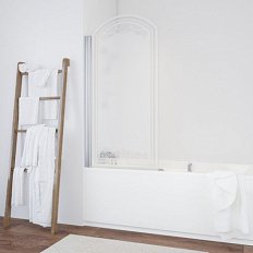 Душевая шторка на ванную профиль глянцевый хром стекло прозрачное рисунок матовый Vegas-glass