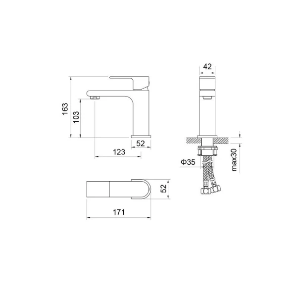 Смеситель для раковины Акватек Лира без донного клапана хром AQ1410CR (детальная фотография), для раковины