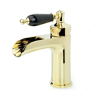 Смеситель для раковины Boheme Vogue золото ручка черная