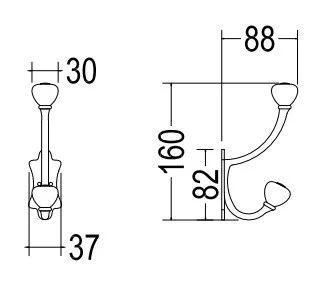 Крючок для ванной двойной, цвет светлое золото, Devon&Devon Mayfair DD112IN (детальная фотография), по запросу