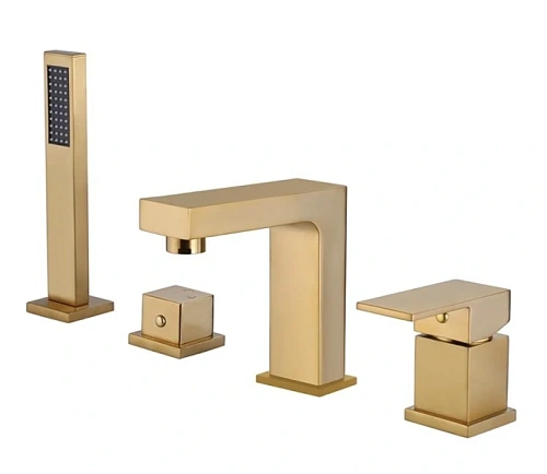 Смеситель для ванны Abber Daheim золото матовое - фото 3