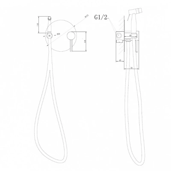 Гигиенический душ со смесителем Abber Emotion AF8826 однорычажный (детальная фотография), для туалета