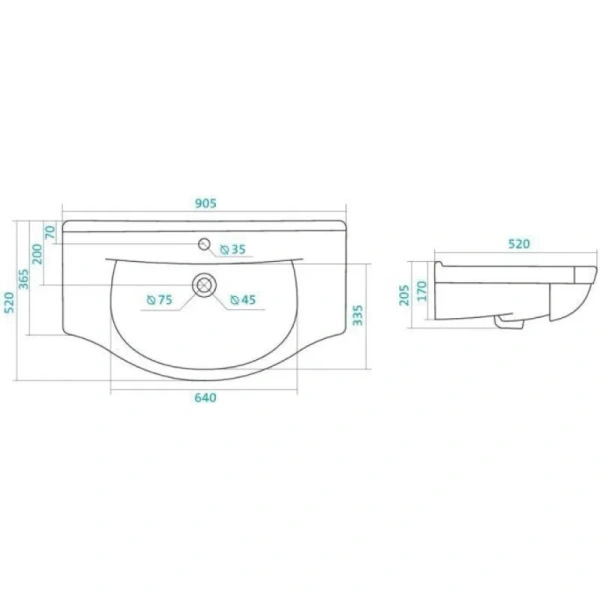 Раковина мебельная Style Line Эльбрус 90 см белая ЛС-00000152 (детальная фотография), в наличии