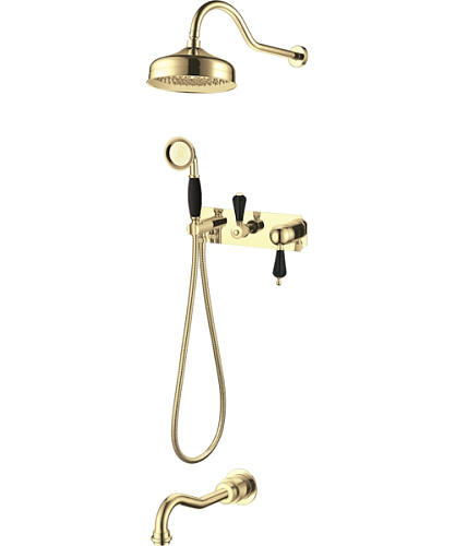 Душевой комплект Boheme Tradizionale Nero золото ручки черная керамика - фото 10