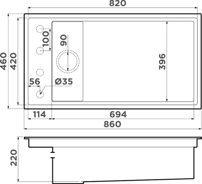 Мойка для кухни Omoikiri Kinaru Pro 86-U/I DO 86 см Deep Ocean 4997024 (детальная фотография), из искусственного гранита