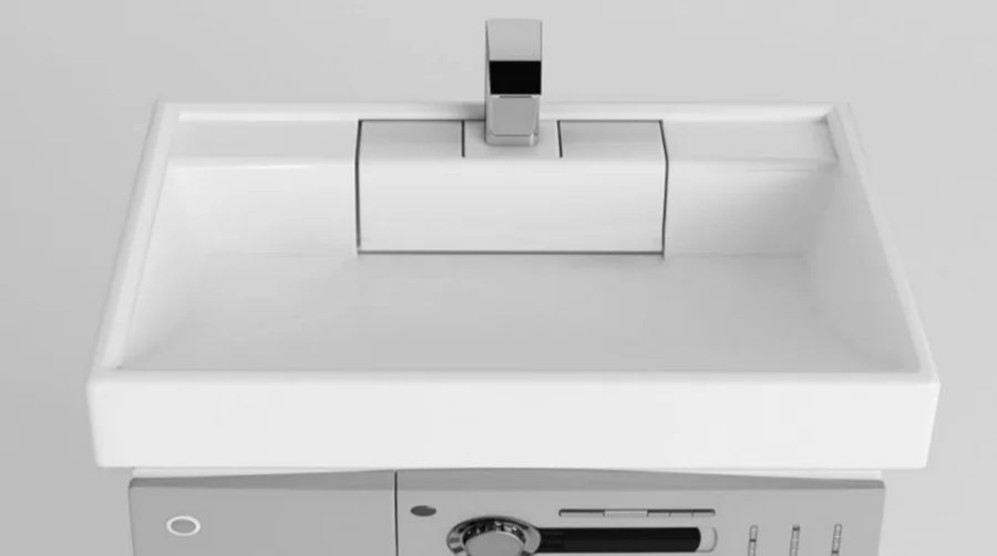Раковина над стиральной машиной Акватон Рейн 60 см белая 1A72103KRW010 (детальная фотография), над стиральной машиной