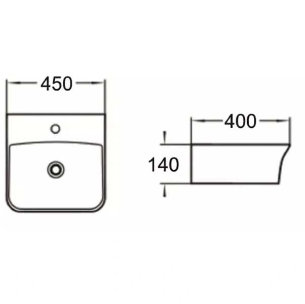 Раковина SantiLine 45 см белая SL-2006 (детальная фотография), современные, hi-tech
