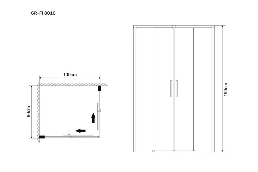 Душевой уголок Grossman Fly 100x80 см прямоугольный GR-8010Fl (детальная фотография), прямоугольные