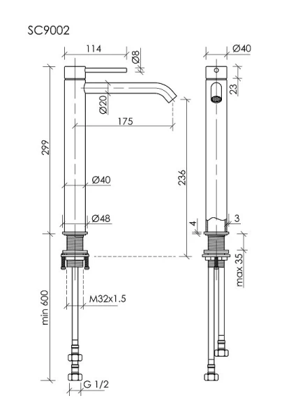 Смеситель для раковины Sancos Etna брашированное золото SC9002BG (детальная фотография), для раковины