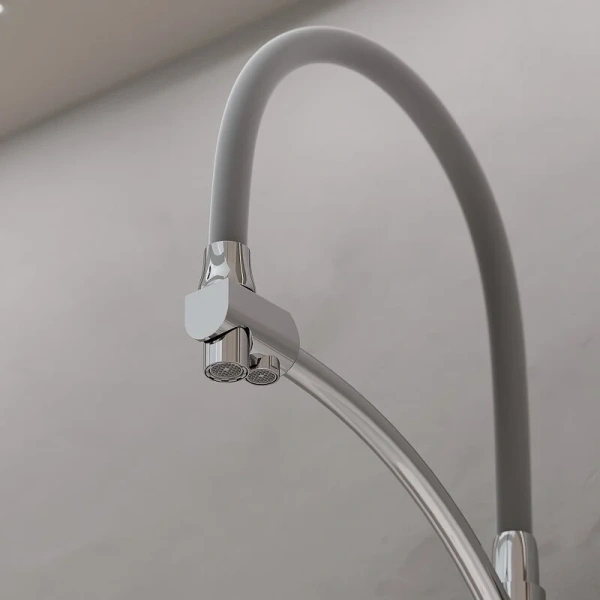 Смеситель для кухни Sancos Eri хром SC4001CH (детальная фотография), с поворотным изливом, с коротким изливом, с гибким изливом