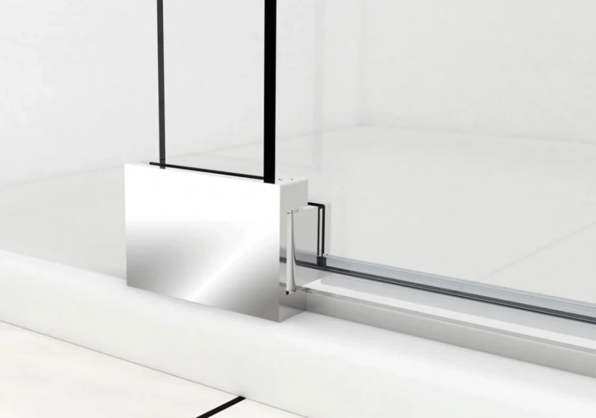 Душевая дверь в нишу Vincea Extra 100 см профиль черный, стекло прозрачное VDP-1E9010CLB (детальная фотография), прозрачные