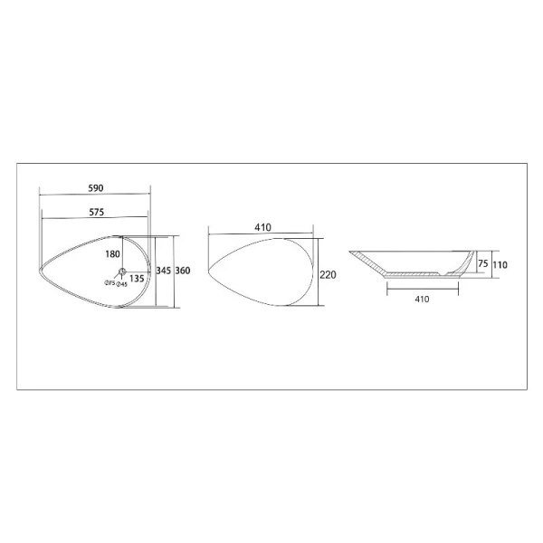 Раковина Abber Bequem 60 см белая матовая AC2117MW (детальная фотография), современные, hi-tech