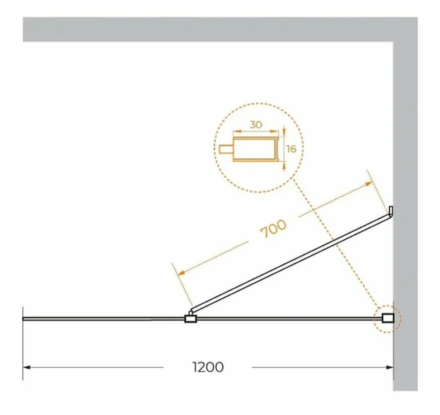 Душевая перегородка Cezares Liberta 120 см стекло графит, профиль черный LIBERTA-L-1-TB-120-GR-NERO (детальная фотография), современные, hi-tech