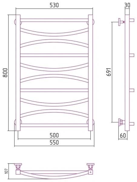 Полотенцесушитель водяной Сунержа Ажур 50x80 см без покрытия 00-0255-8050 (детальная фотография), современные, hi-tech