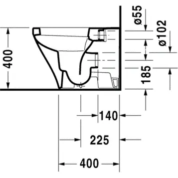 Унитаз напольный Duravit Durastyle приставной 2150090000 (детальная фотография), без бачка, со скрытым бачком