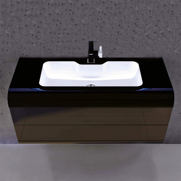 Мебель для ванной La Beaute YONNE 100 (детальная фотография), белая, черная