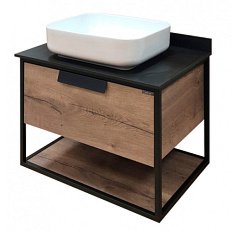 Тумба с раковиной подвесная Comforty Кёльн 75 см с черной столешницей