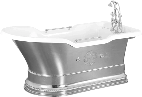 Ванна из искусственного камня Migliore Impero Podium 180х87 см хром - фото 1