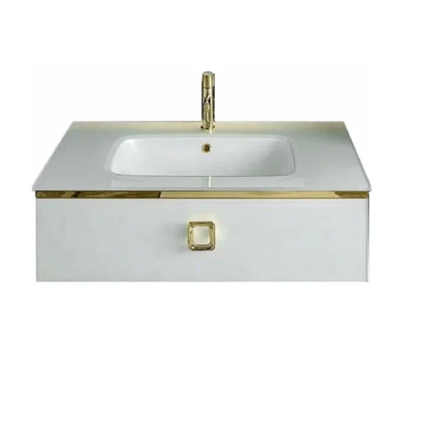 Тумба с раковиной напольная Boheme Lucido 770-080-W 80 см жемчужный белый, низкие ножки (детальная фотография)