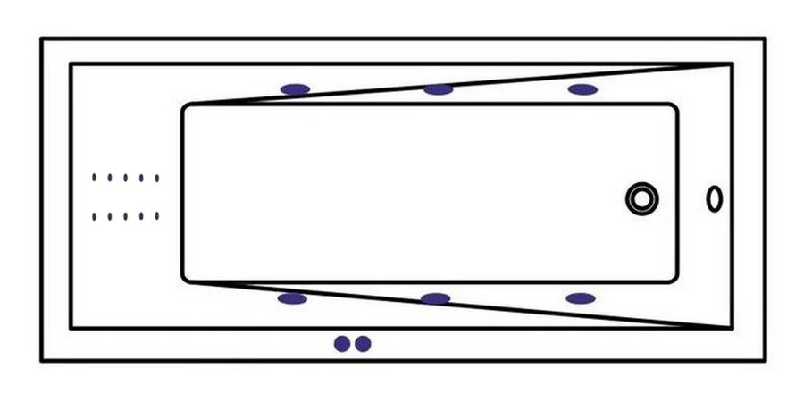 Ванна гидромассажная Whitecross Wave 150 x 70 см, LINE NANO, хром, белый, 0101.150070.100.LINENANO.CR (детальная фотография), современныe, hi-tech