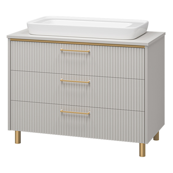 Тумба под раковину напольная Brevita Elche 100 см серая ELC-0100-0302Я (детальная фотография), напольная, пристенная