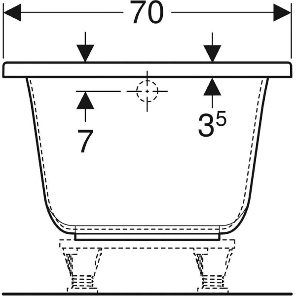 Ванна акриловая Geberit Renova Plan 554.300.01.1, 140 х 70 см, белая (детальная фотография), без гидромассажа