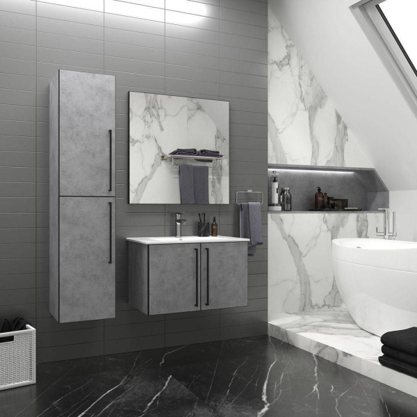 Тумба под раковину подвесная Misty Rock 60 см бетон светло-серая ROCK-06060-48-2 (детальная фотография), по запросу