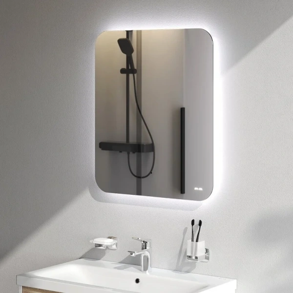 Зеркало с подсветкой Am.Pm X-Joy 60 см со скругленными углами M85MOX10601S1 (детальная фотография), современные, hi-tech