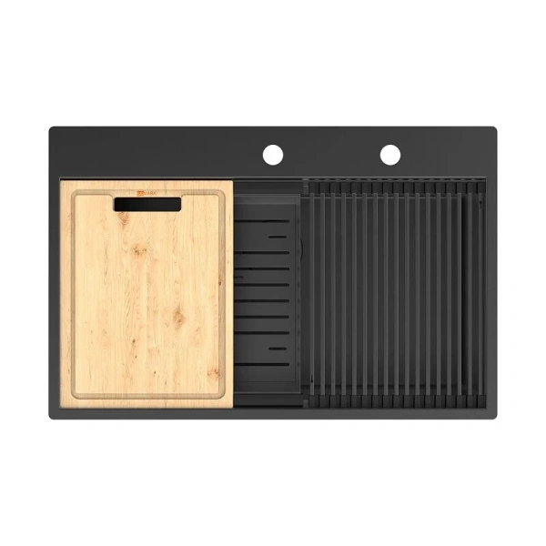 Мойка для кухни Lemark Iordana 78 см чёрный матовый 9932120 (детальная фотография)