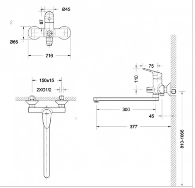 Смеситель для ванны Bravat Drop F64898C-L (детальная фотография), для ванны